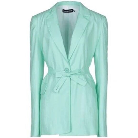 House of Holland Oversized Belted Ripstop Green Blazer 4 $575 Retail - Picture 11 of 11